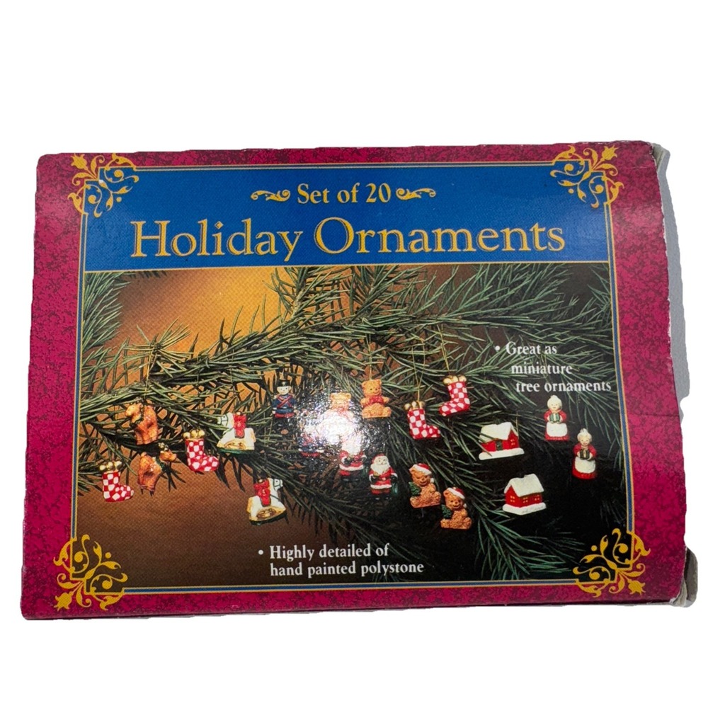 Set of 20 Vtg Giftco Mini Christmas Holiday Tree Ornaments Santa & Mrs Claus